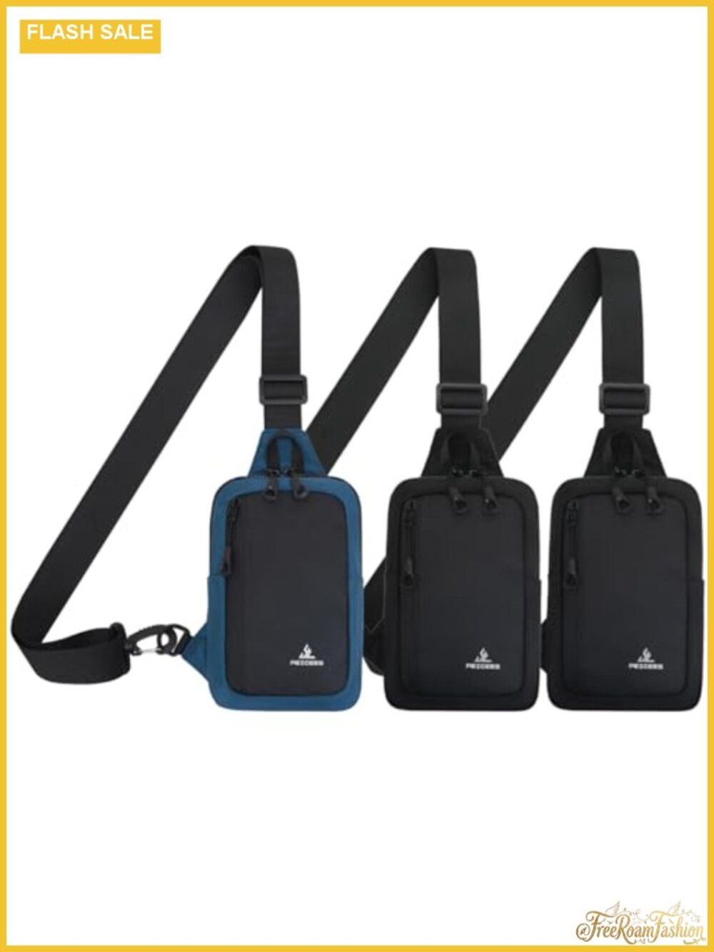 Pack of 3 Nylon Crossbody Sling Bags Dual Pocket Water Resistant Fanny Pack